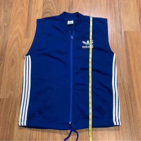 Vintage 80s Adidas Sweater Vest Full Zip Blue Men’s Size Medium Trefoil Logo - Picture 6 of 6